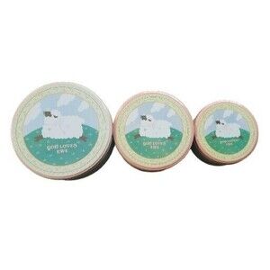 Enesco God Loves Ewe Sheep Nesting Tins Pink Green Yellow Country Vintage Faith